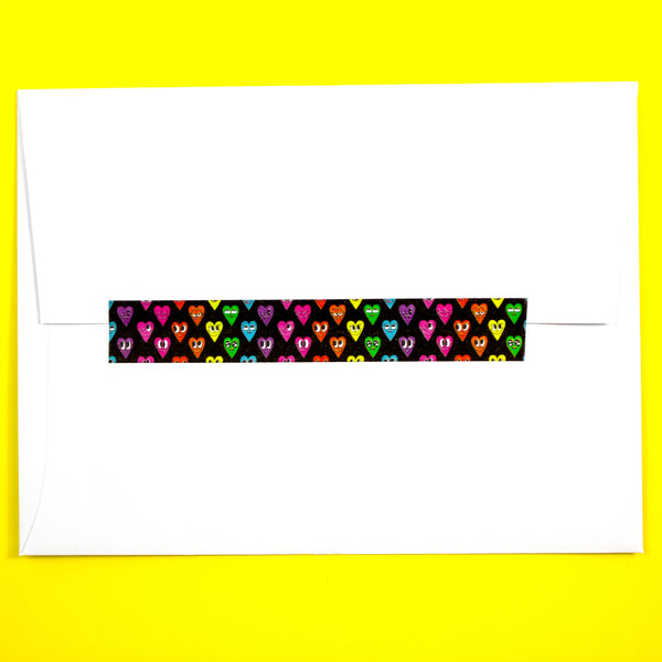 Black Rainbow Heart Washi Tape