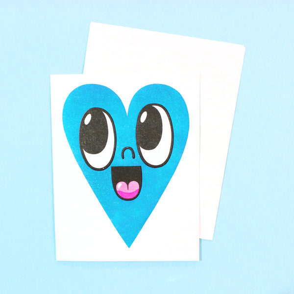 Happy Heart Card - Blue