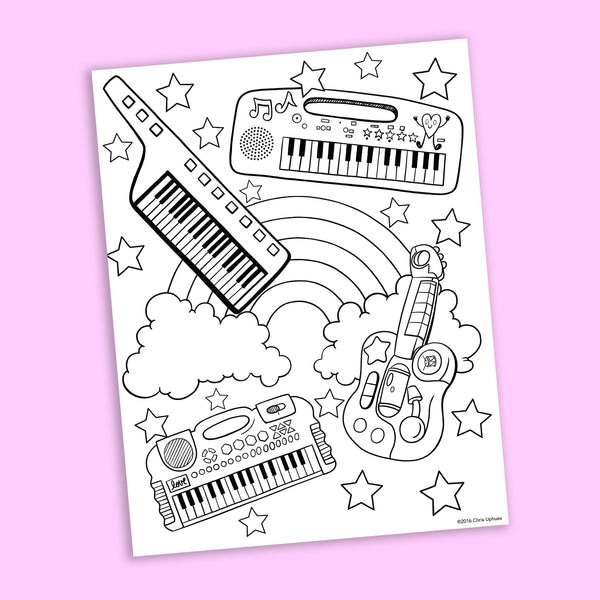 Keytar Coloring Page - Free Downloadable PDF