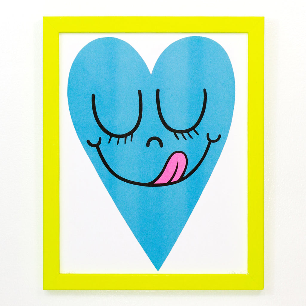 Risograph Heart Print - Neon Blue