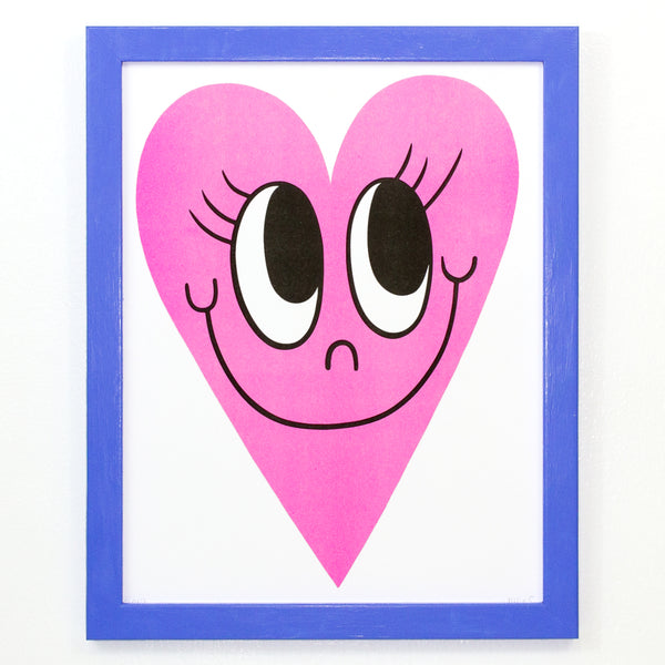 Risograph Heart Print - Hot Pink